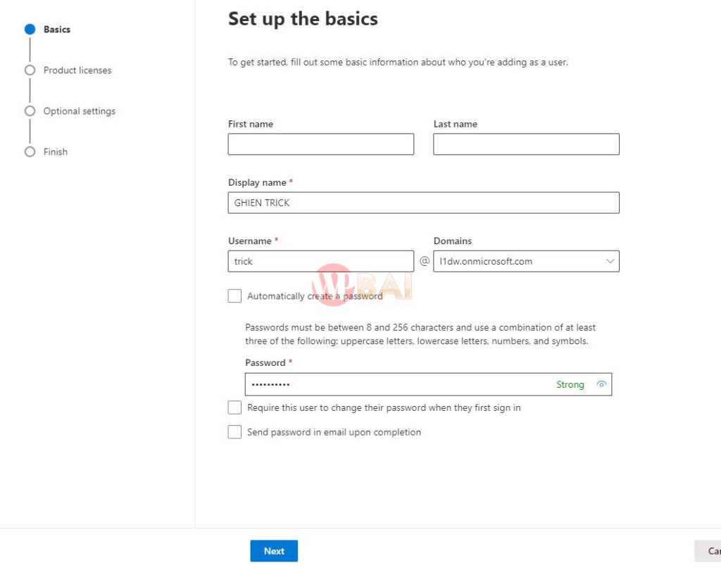 Hướng dẫn tạo tài khoản người dùng và cấp quyền trong tổ chức của Microsoft 365